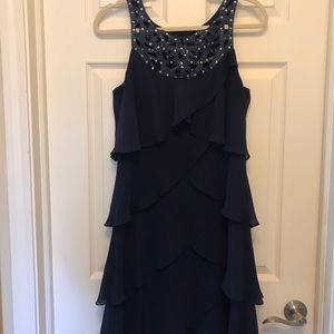 Navy Ruffle Dress size 10 evening out or wedding